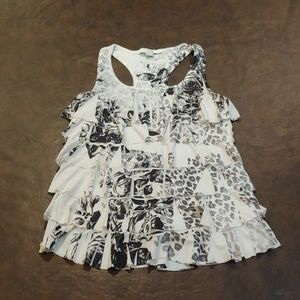 Black and White Floral Blouse